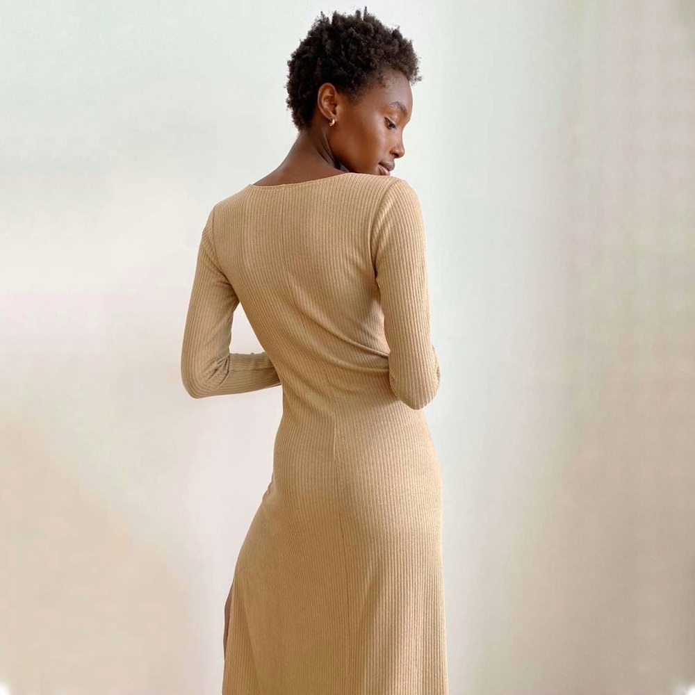 NWT Aritzia Wilfred Free Starsky Ribbed Tencel Maxi Dress Size Medium